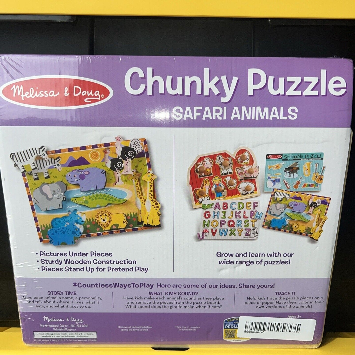 Melissa & Doug 8 Piece Safari Wooden Chunky Puzzle ~ New