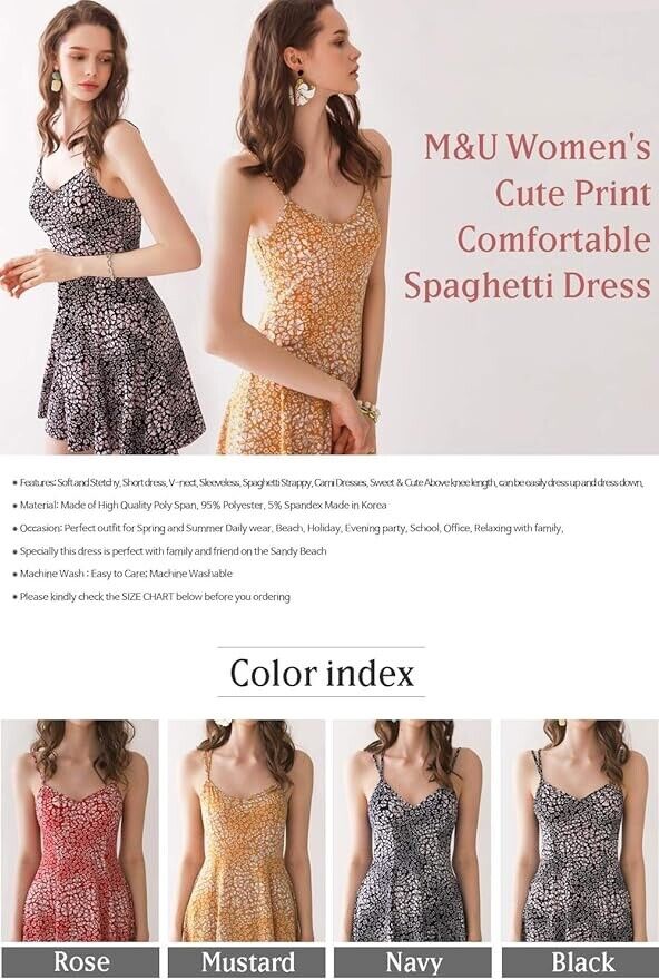 Modern&Unique Women's Summer Beach Comfortable Spaghetti Dress ( Mustard - S )