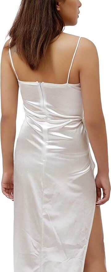 Women's Spaghetti Party Split Dress Bodycon Club Dresses ( Pearl White, M )