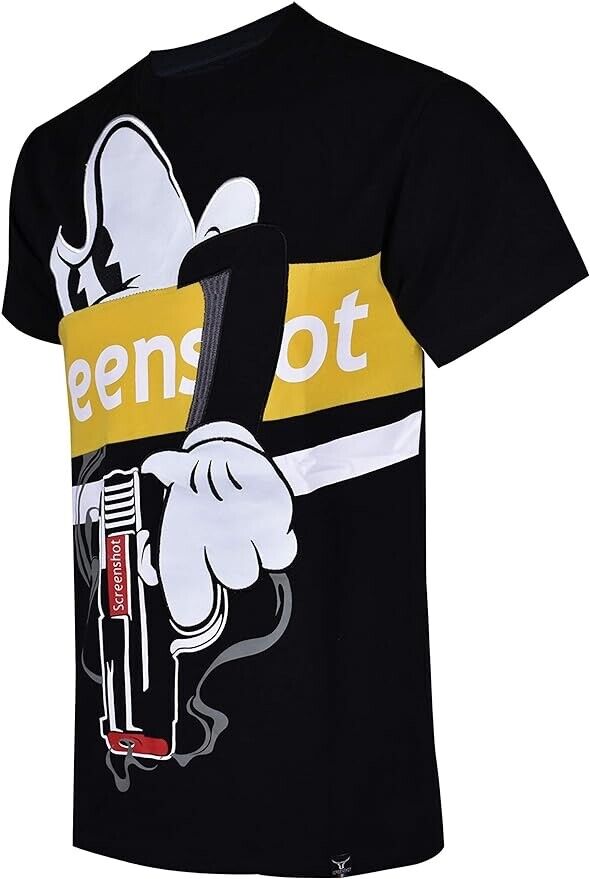 SCREENSHOTBRAND-S11908 Mens Tee Longline Street Designer Cartoon Print-Black S