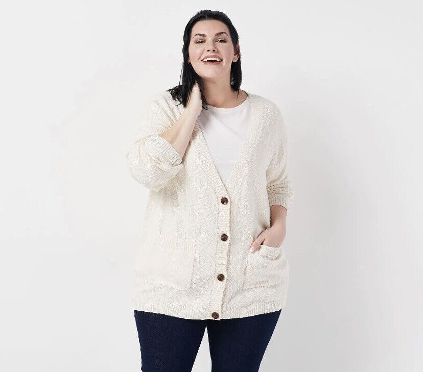 All Worthy Hunter McGrady Boyfriend Cardigan (Linen, Size S) A391931