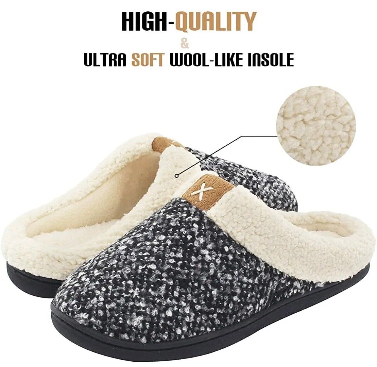 ULTRAIDEAS Women's Cozy Memory Foam Slippers Fuzzy Wool-Like Plush Size XL 11-12