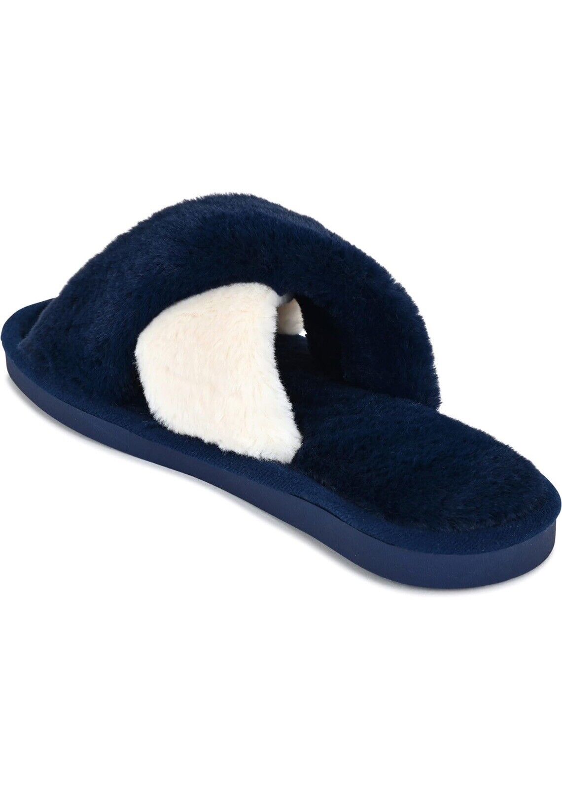 ASNY Faith Women's Cross Band Slippers Soft Plush Furry Cozy Open Toe Size 11