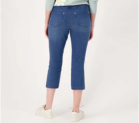 Belle by Kim Gravel Women’s Tall Primabelle Straight Leg Cropped Jean- Rinse W