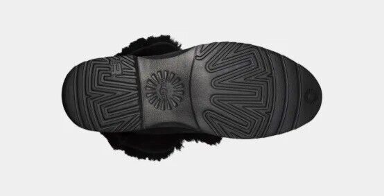 Women's UGG Quincy Suede Sheepskin Lace-Up Winter Boots Black Size 5