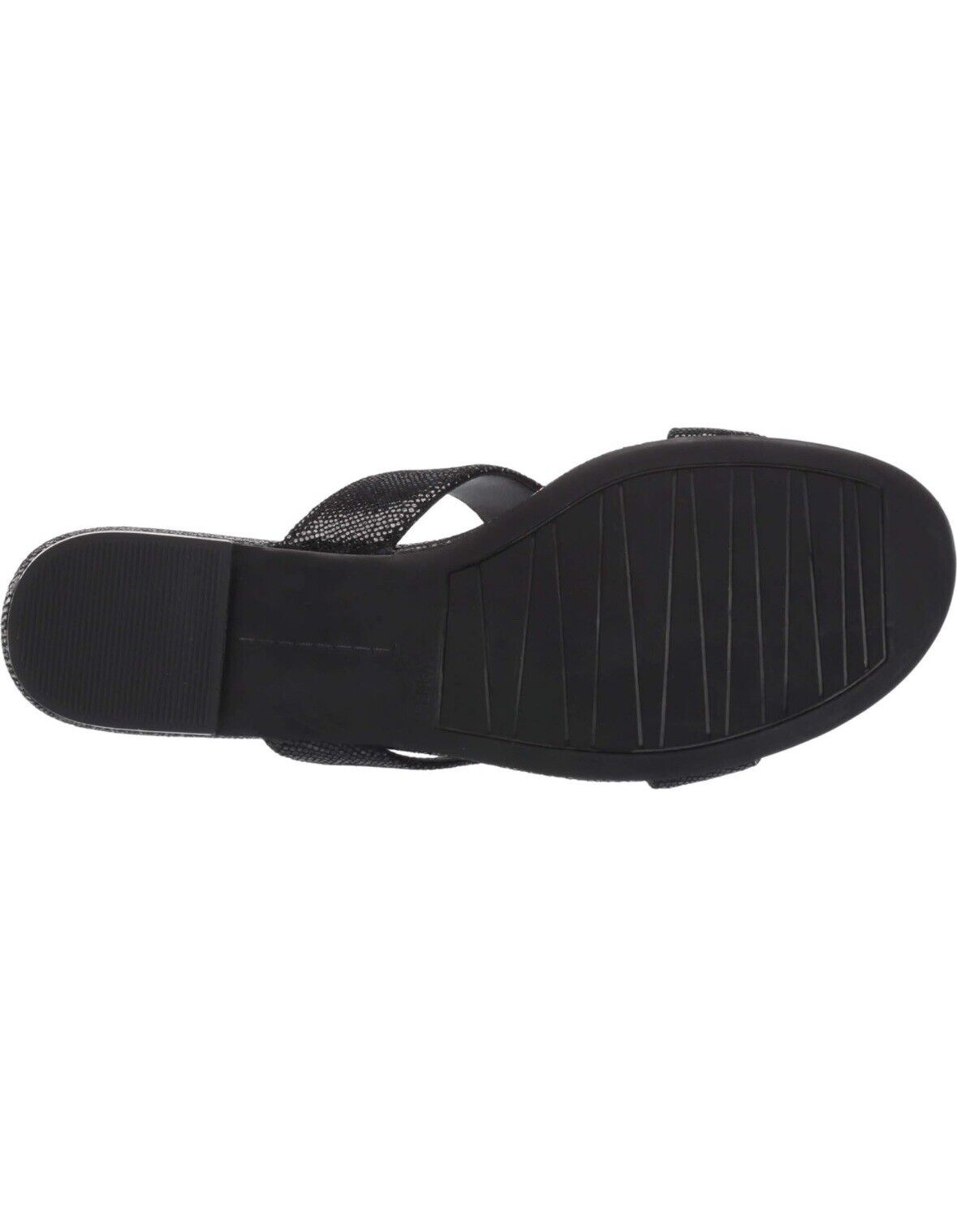 Vaneli | NWOT | Size 7 | Brynn Black Leather Shiny Reptile Print Slide Sandals