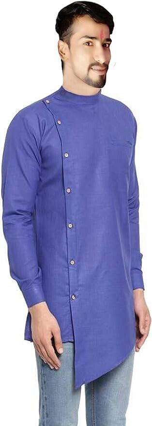 Lakkar Haveli Indian Men's Kurta Wedding Wear Plus Size ( Blue - 4XL )