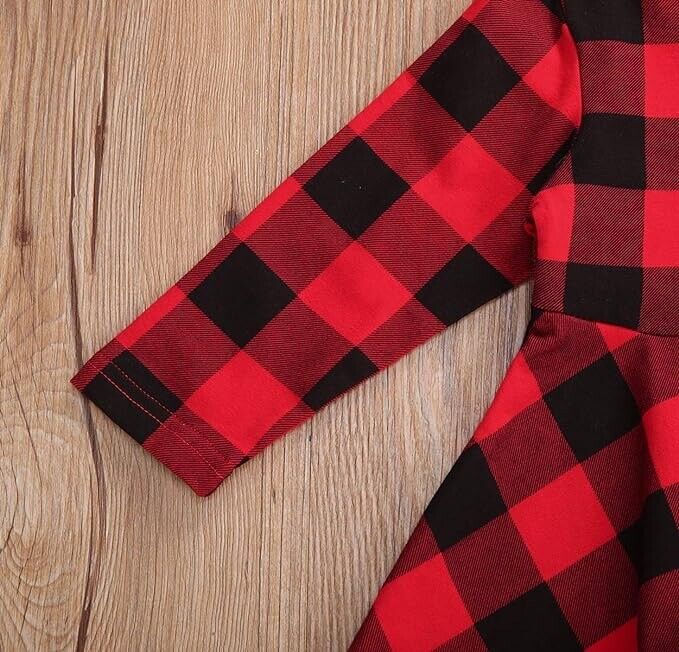 Christmas Outfits Baby Girl Set Red Plaid Long Sleeve Tunic 2 Piece, 18-24 Month