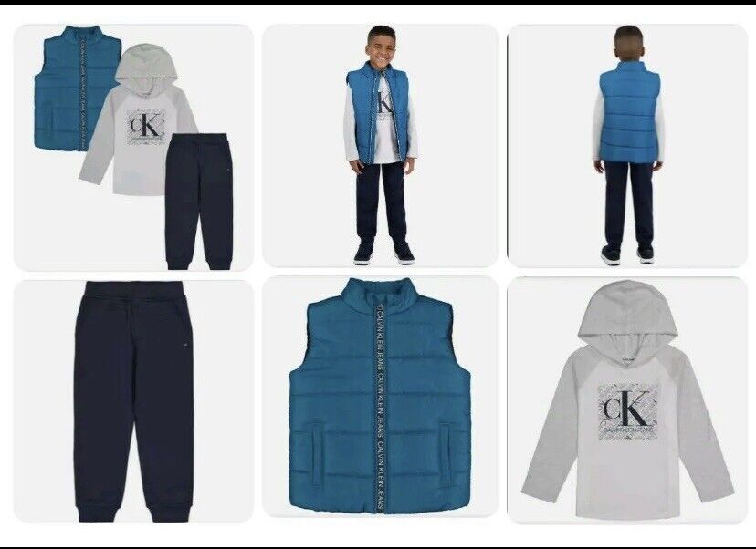 Calvin Klein Boy's Kids' 3-piece Vest Set Blue Size 2T.