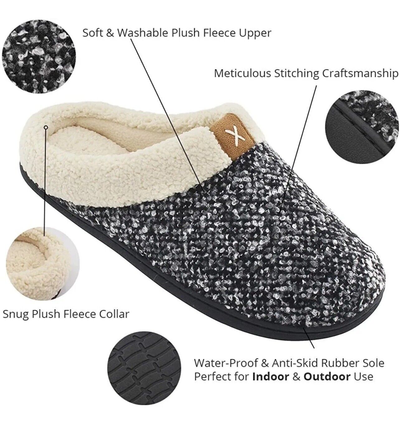ULTRAIDEAS Women's Cozy Memory Foam Slippers Fuzzy Wool-Like Plush Size XL 11-12