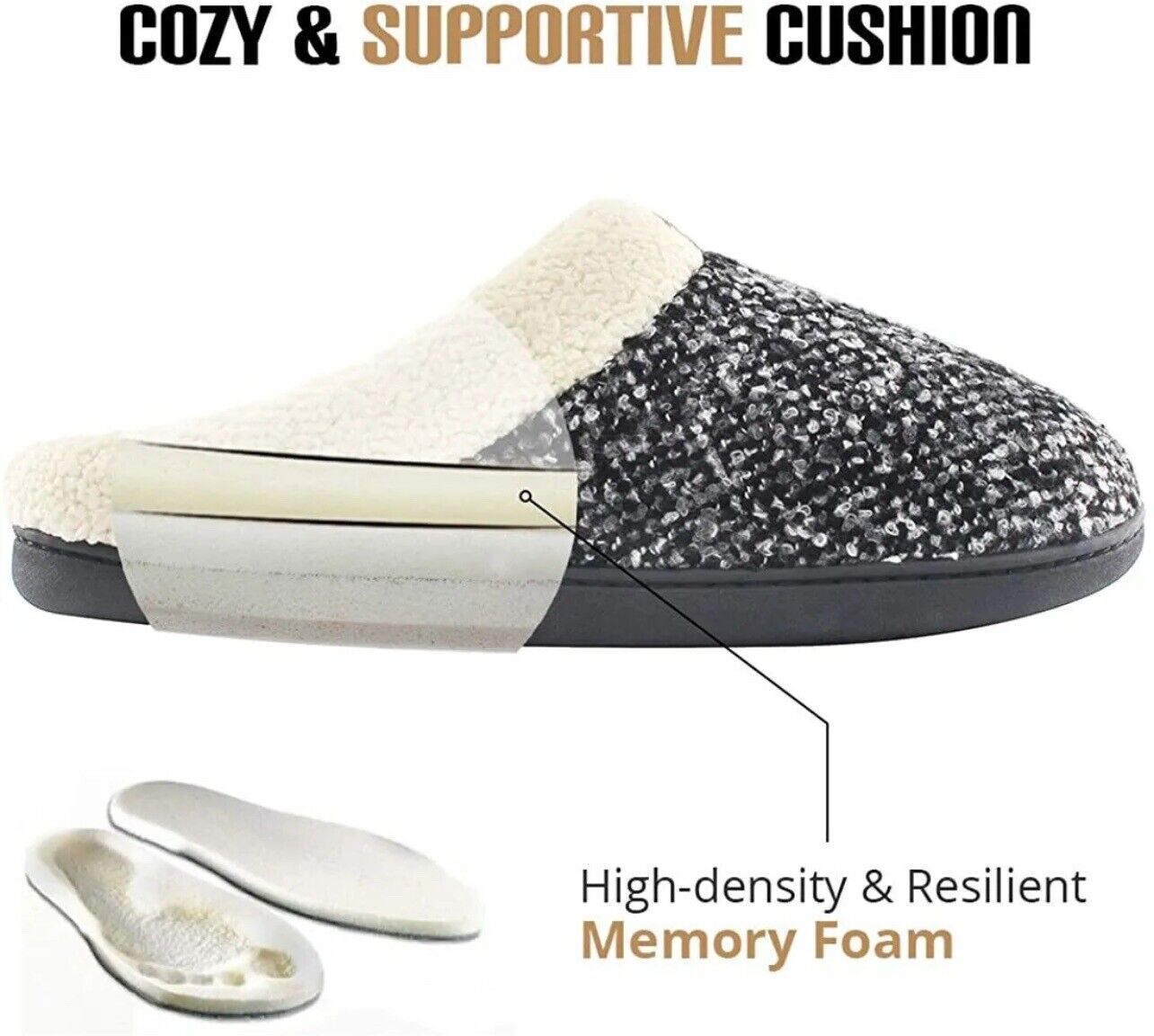 ULTRAIDEAS Women's Cozy Memory Foam Slippers Fuzzy Wool-Like Plush Size XL 11-12