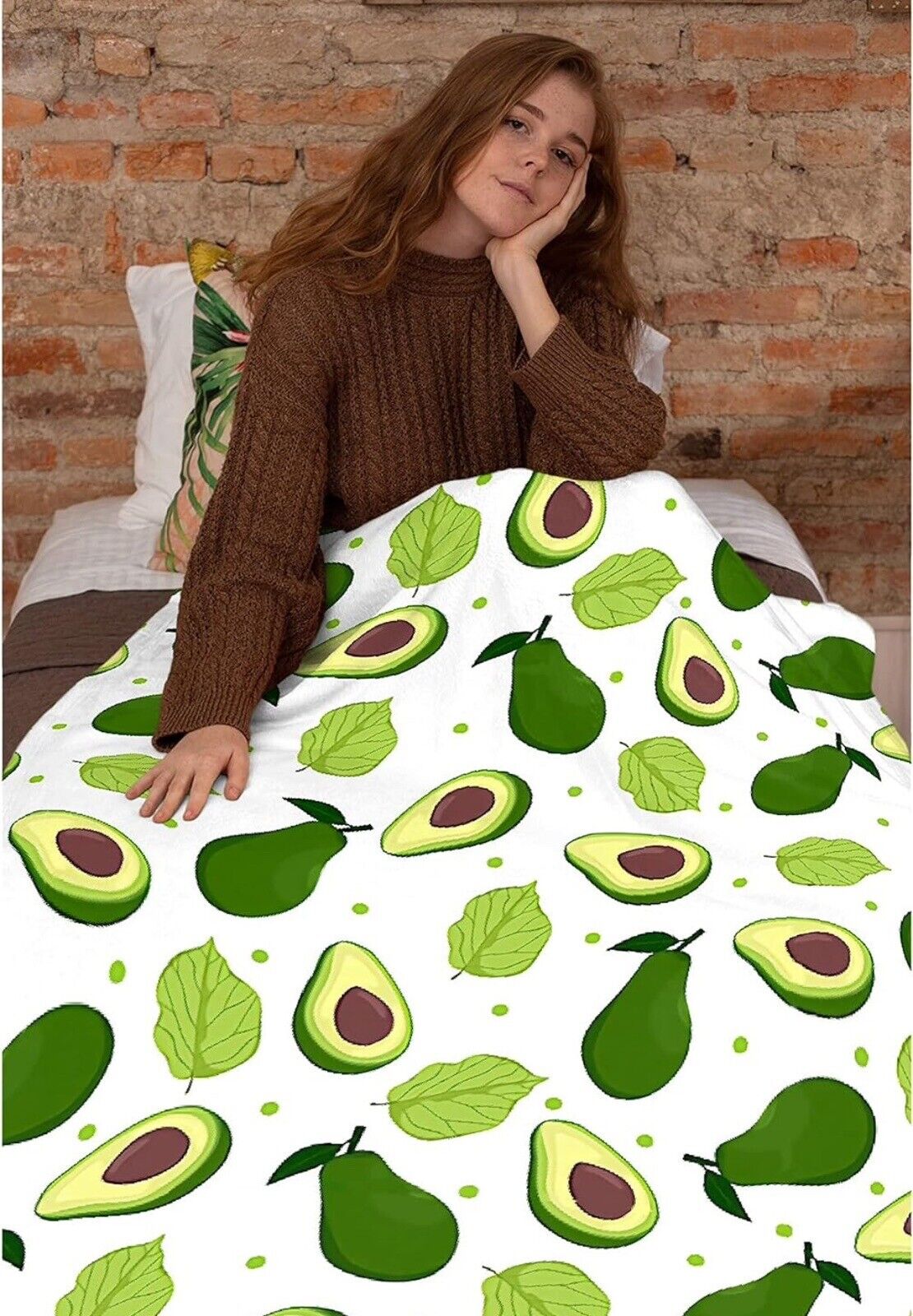 Qutown Fruit Avocado Cartoon Blanket Throw Soft Lightweight Warm Cozy 50”x40”