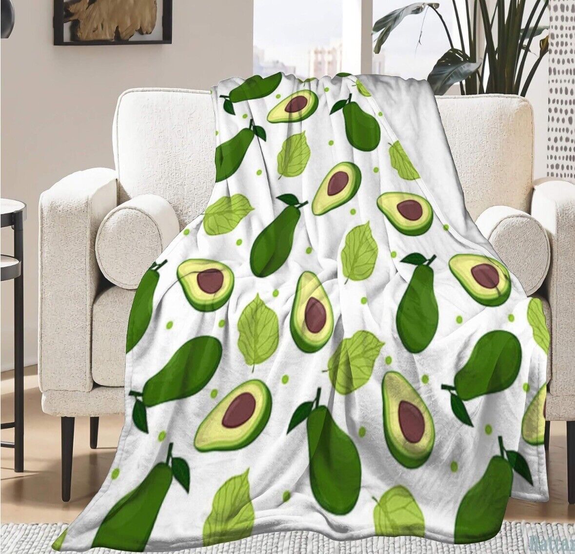 Qutown Fruit Avocado Cartoon Blanket Throw Soft Lightweight Warm Cozy 50”x40”