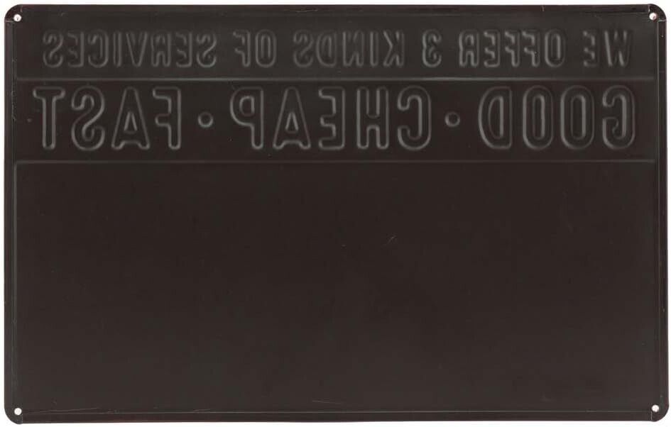 Open Road Brands Good Cheap Fast Services Embossed Metal Sign
