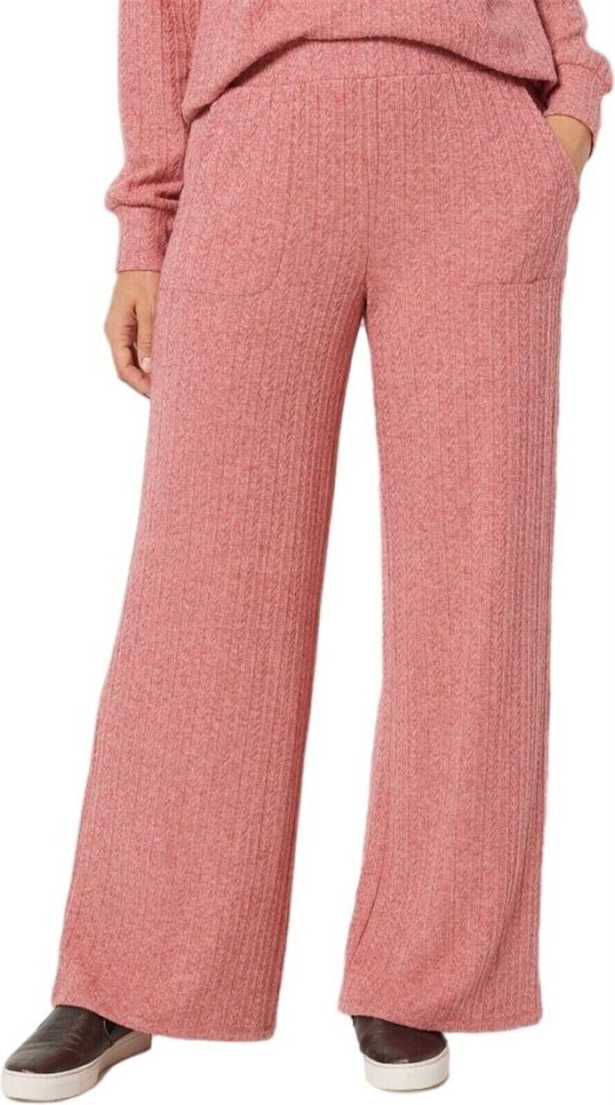 Anybody Women's Pants Sz XS Brushed Sweater Rib Wide Leg Red A462186