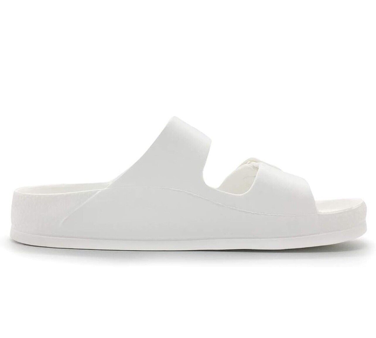 FUNKYMONKEY Women's Comfort Slides Double Buckle, White/Sandals/Women, Size 9