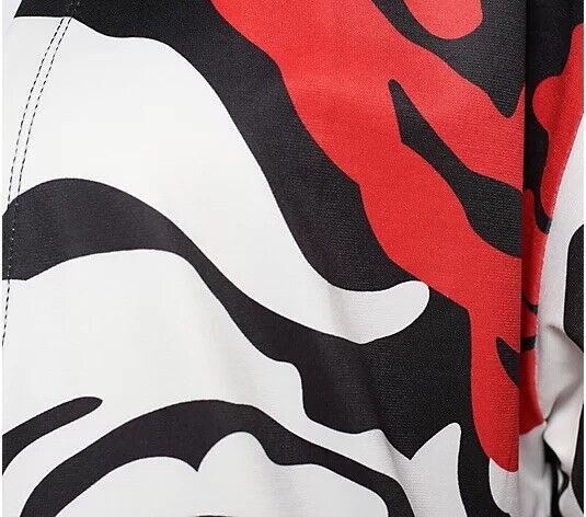 Truth + Style Printed& Solid Jersey Open Front Jacket Red Combo M NEW A491565