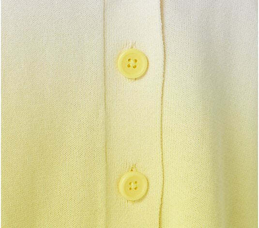 Candace Cameron Women’s Bure Dip-Dyed V-Neck Button-Front Cardigan- Zesty Lemo