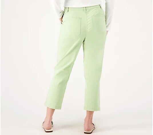 Denim & Co. EasyWear Twill Relaxed Crop Pants (Sage, Size 4) New