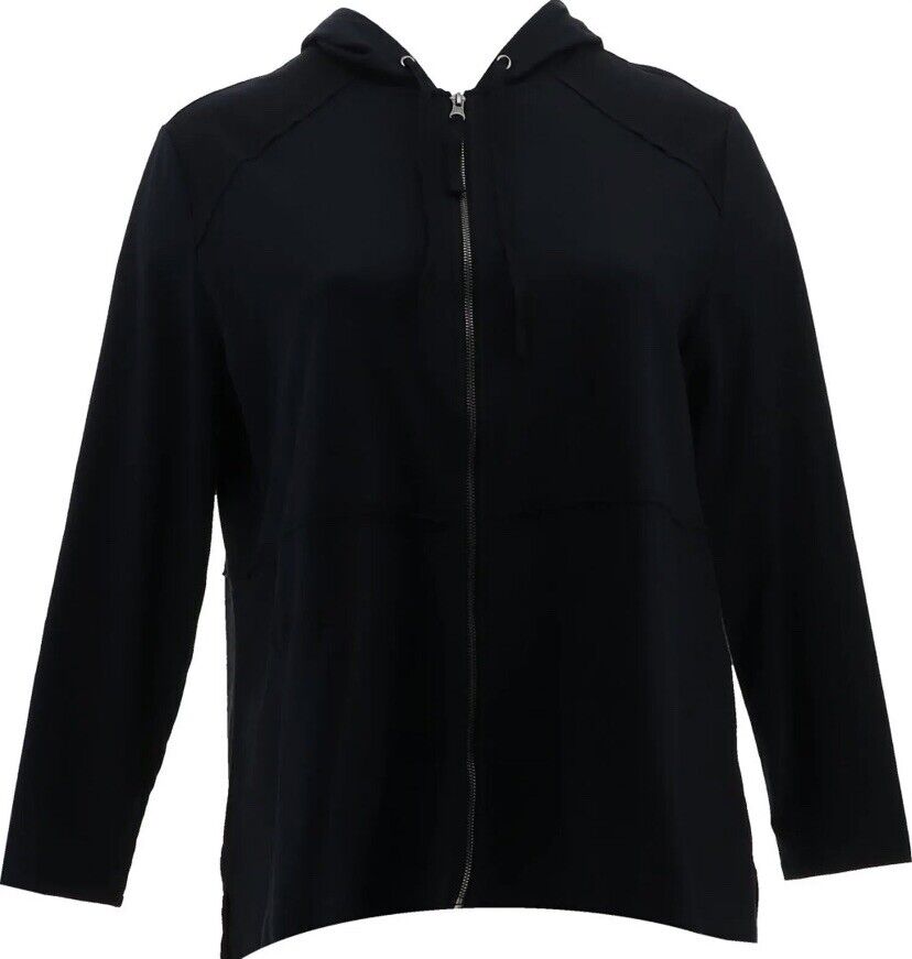 LOGO Lounge Lori Goldstein French Terry Zip Hoodie Black S NEW A467650