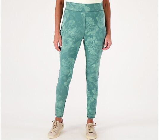 Denim & Co. Active Printed Duo Stretch Full Length Leggings Size XS