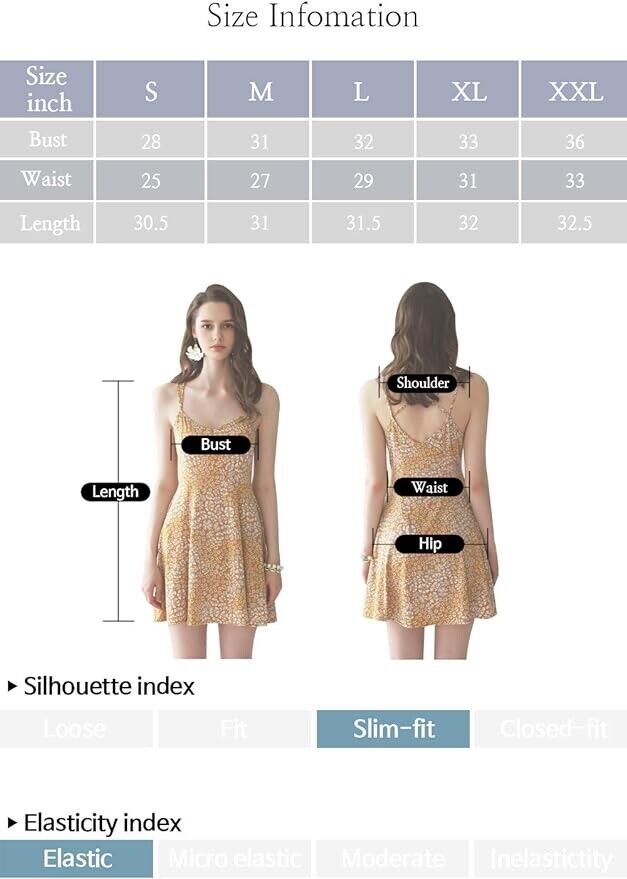 Modern&Unique Women's Summer Beach Comfortable Spaghetti Dress ( Mustard - S )