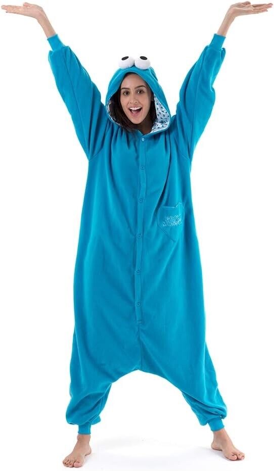 Beauty Shine Unisex Adult Animal Blue Sesame Costume Plush Pajamas Size M /Color Blue