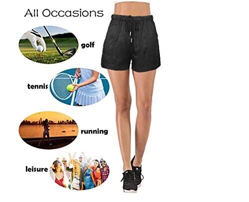 LOHILL Women's Pocket Shorts, Drawstring Waist fit Pants for Beach Sport ( XL )