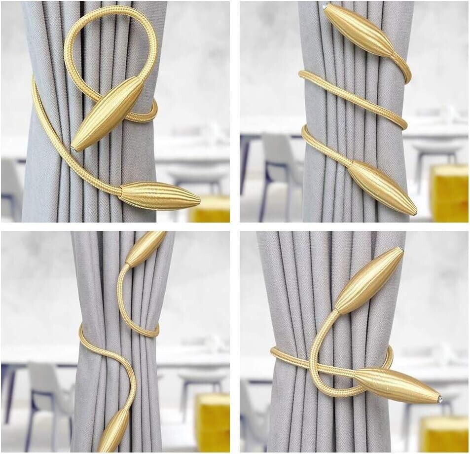 Curtain Tiebacks, 4 Pack Decorative Curtain Holdbacks, 21 Inch , Gold