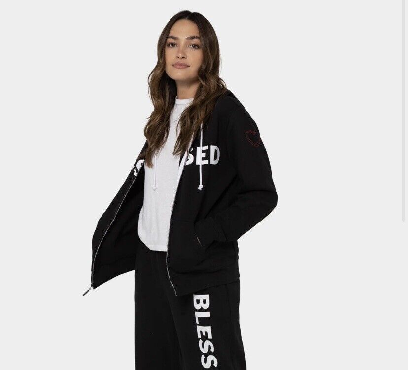 Peace Love World Love 2 Love Fleece Zip-Up Hoodie A477829 BLACK XXS