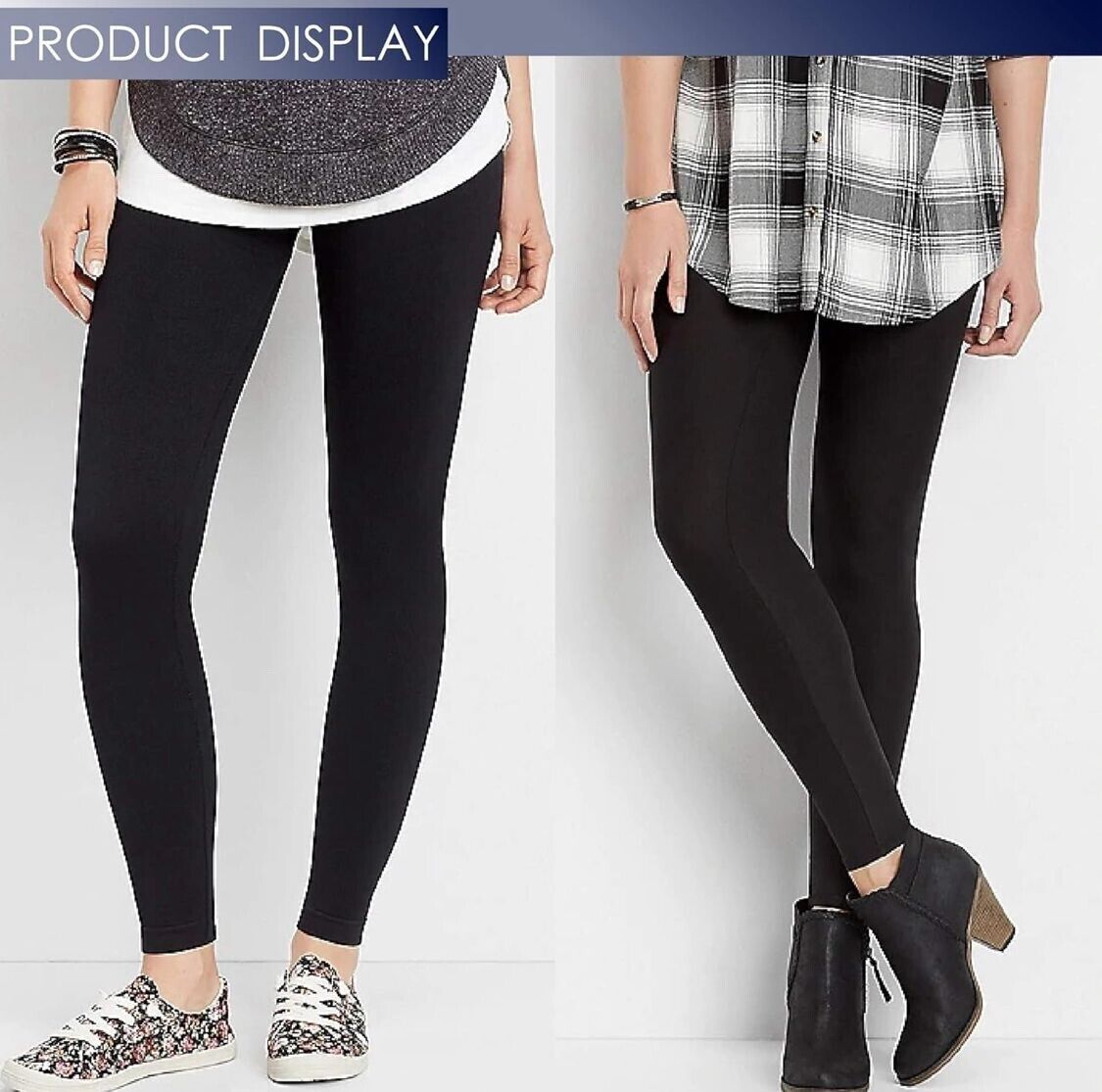 6 PACK Rither Women's Fleece Lined Leggings. High Waist, Ultra Soft One Size