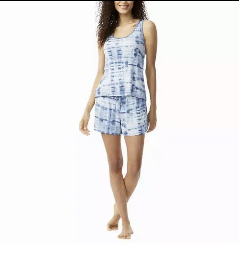 Lucky Brand Womens Pajamas Set Of 2 Piece Blue White Tie Dye Sleepwear XS NWT