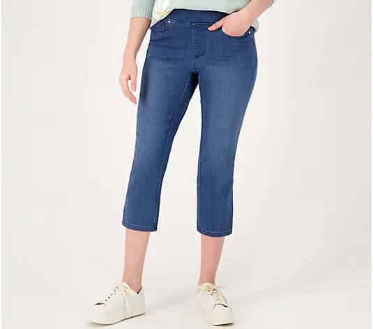 Belle by Kim Gravel Women’s Tall Primabelle Straight Leg Cropped Jean- Rinse W