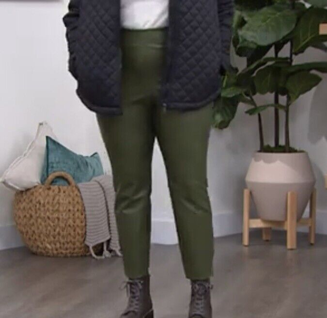 WE Living in Yellow Distressed Faux Leather Legging (Olive, L) 772100