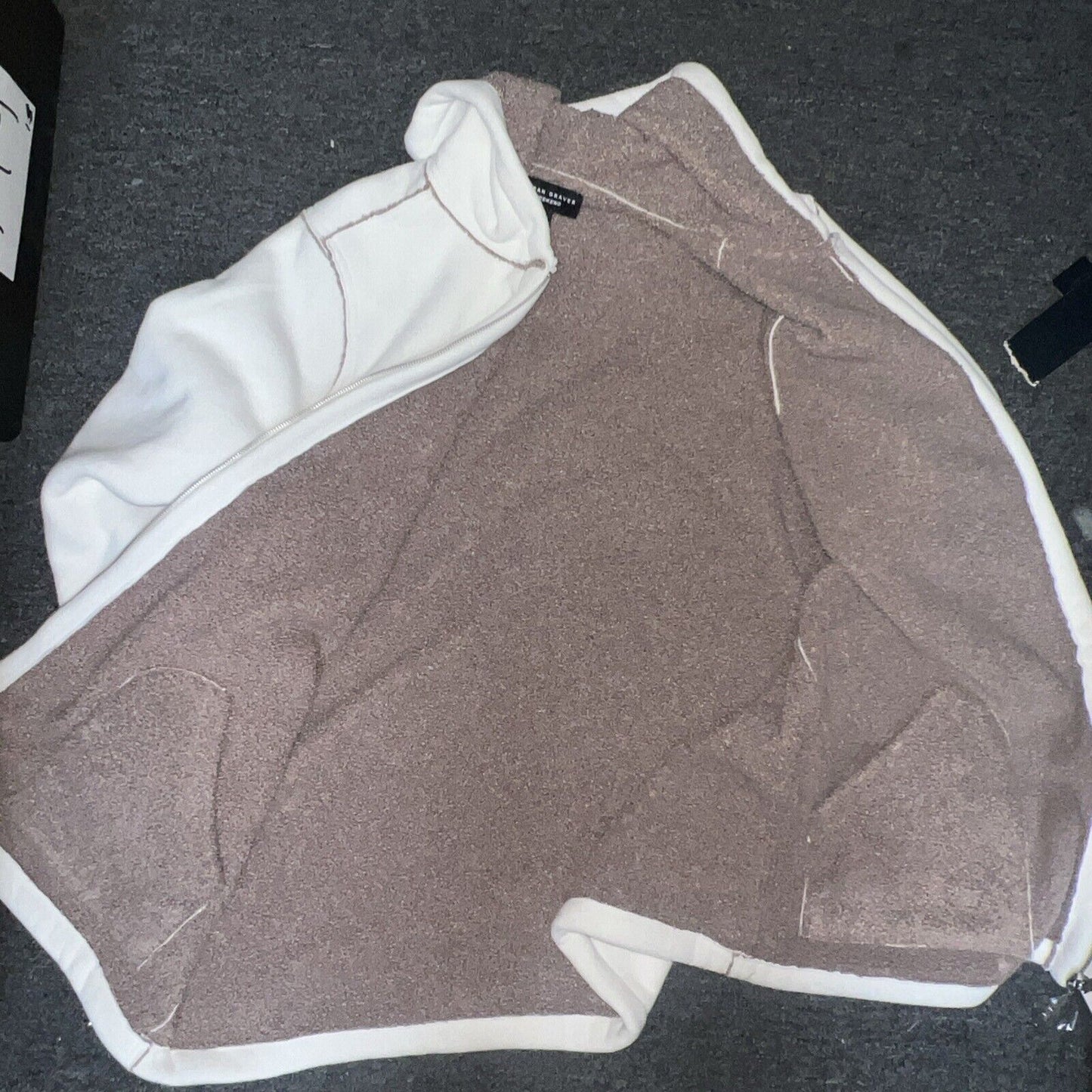 Susan Graver Reversible Polar Fleece & Sherpa Coat Women's Size XL Ivory Clove