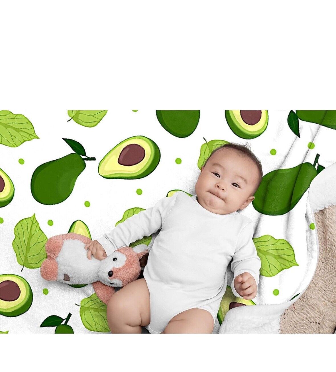 Qutown Fruit Avocado Cartoon Blanket Throw Soft Lightweight Warm Cozy 50”x40”