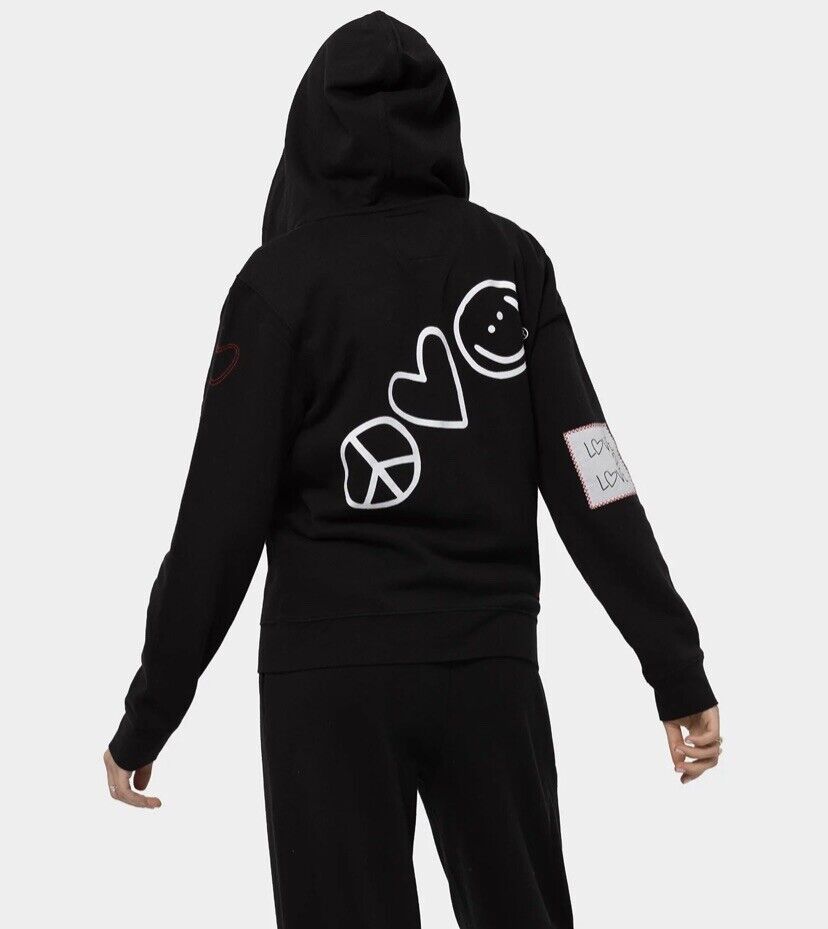 Peace Love World Love 2 Love Fleece Zip-Up Hoodie A477829 BLACK XXS