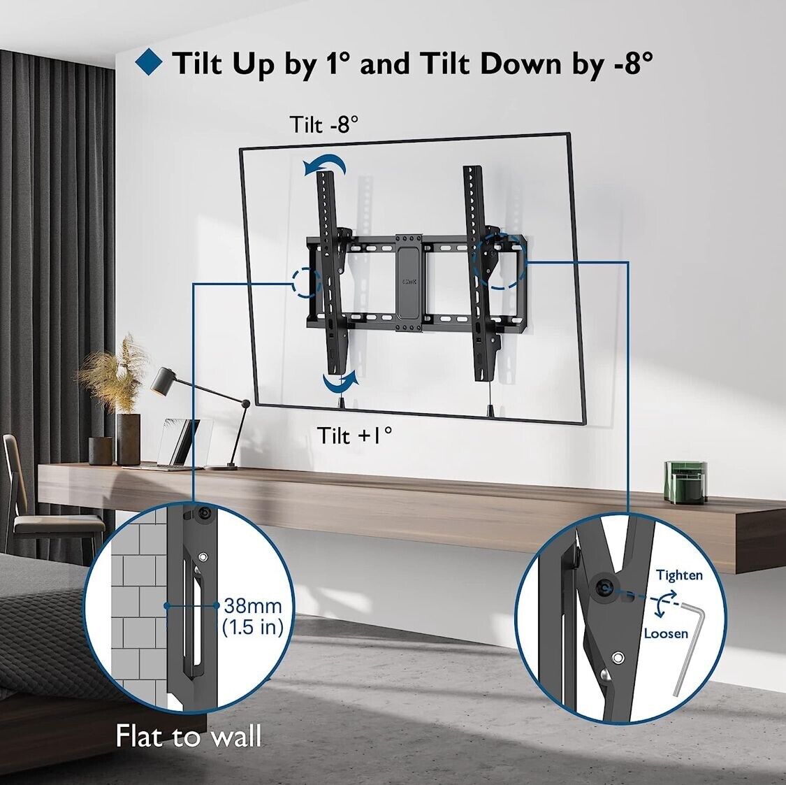 Bontec Model 118mb, Low Profile TV Wall Bracket with Max. VESA 600x400mm