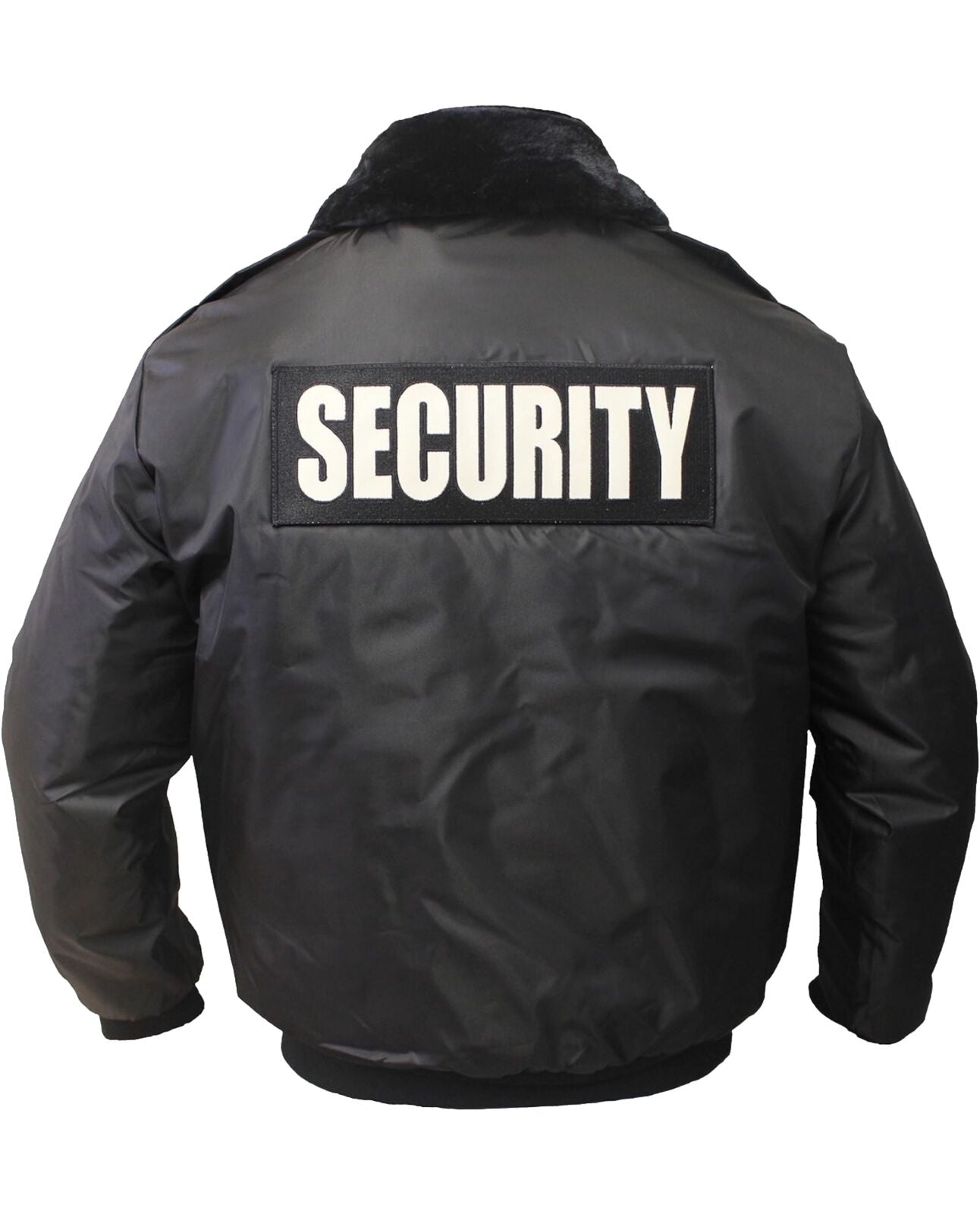First Class Watch-Guard Bomber Jacket with Reflective Security ID (Black) Small