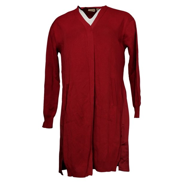 Truth + Style Mixed Media Sweater Knit Duster w/ Satin