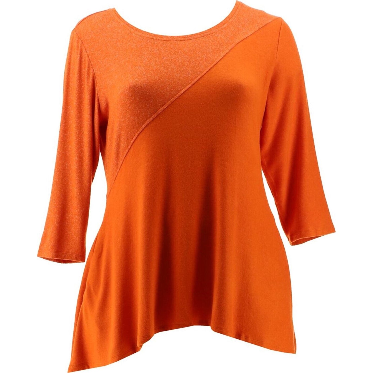 Attitudes Renee Knit Asymmetric Color Orange -Block Tunic Women's