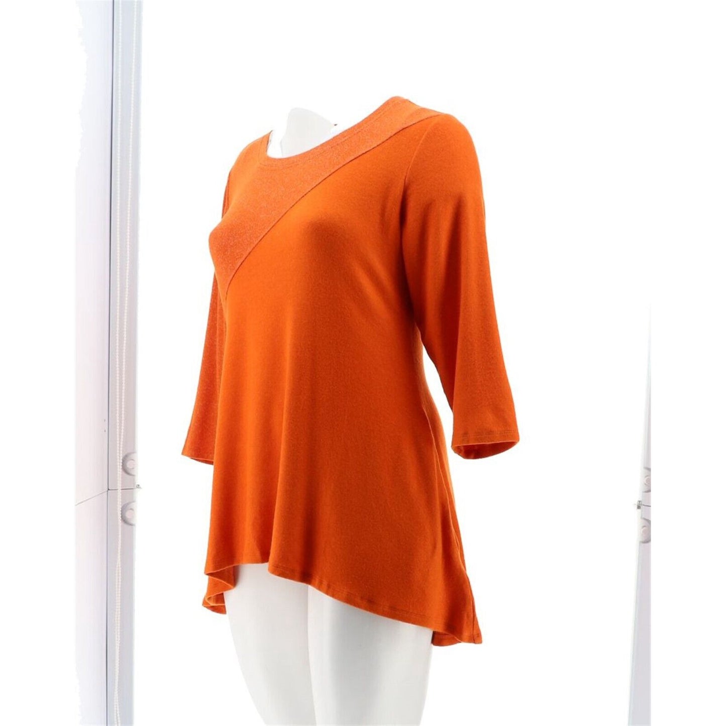 Attitudes Renee Knit Asymmetric Color Orange -Block Tunic Women's