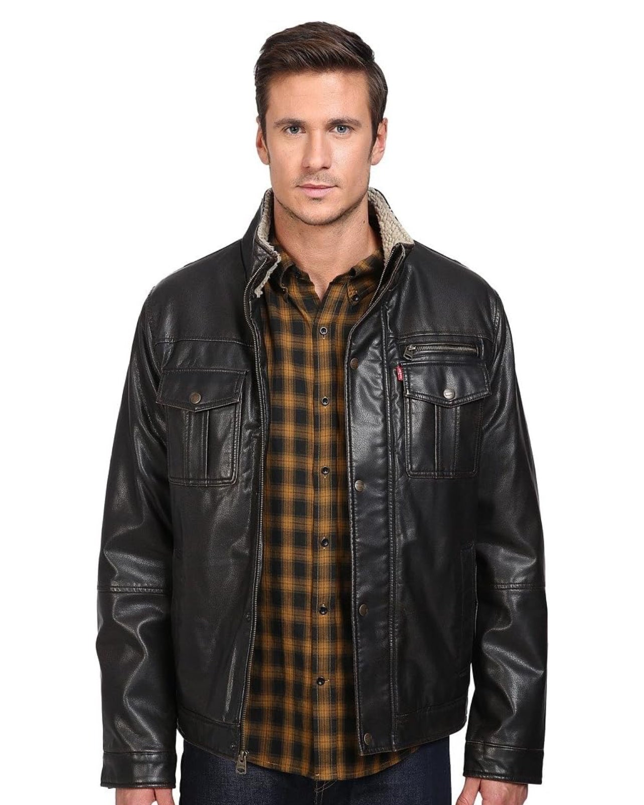 Levi's Trucker Two-Pocket Stand Collar size Small Jacket Dark Brown Men's Coat