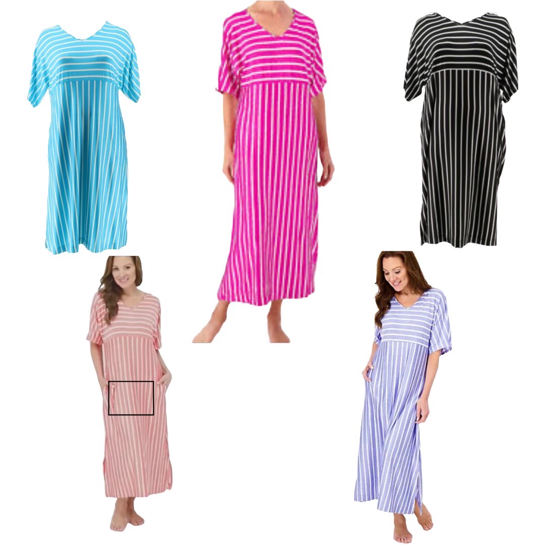 Carole Hochman Petite Luxe Jersey Striped Caftan