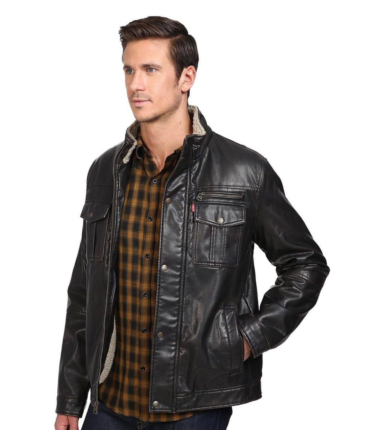 Levi's Trucker Two-Pocket Stand Collar size Small Jacket Dark Brown Men's Coat