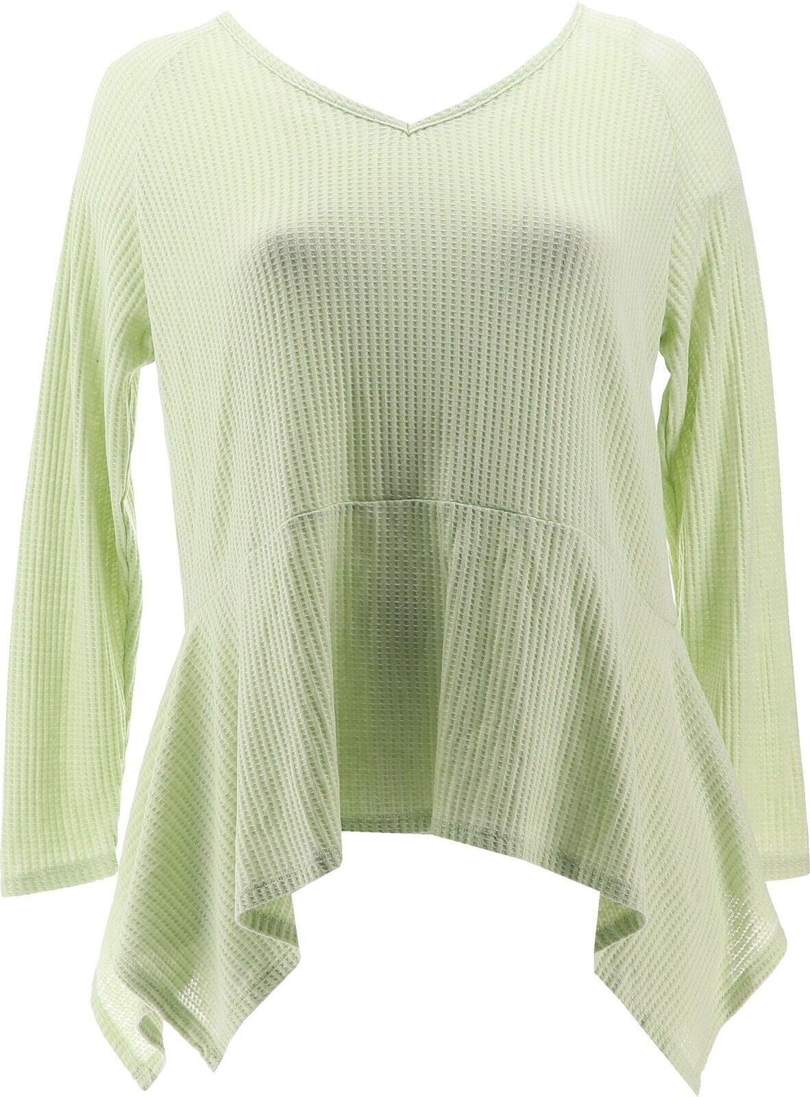 DG2 Diane Gilman Burnout Waffle Knit Sharkbite Top Women's 765297 Women’s