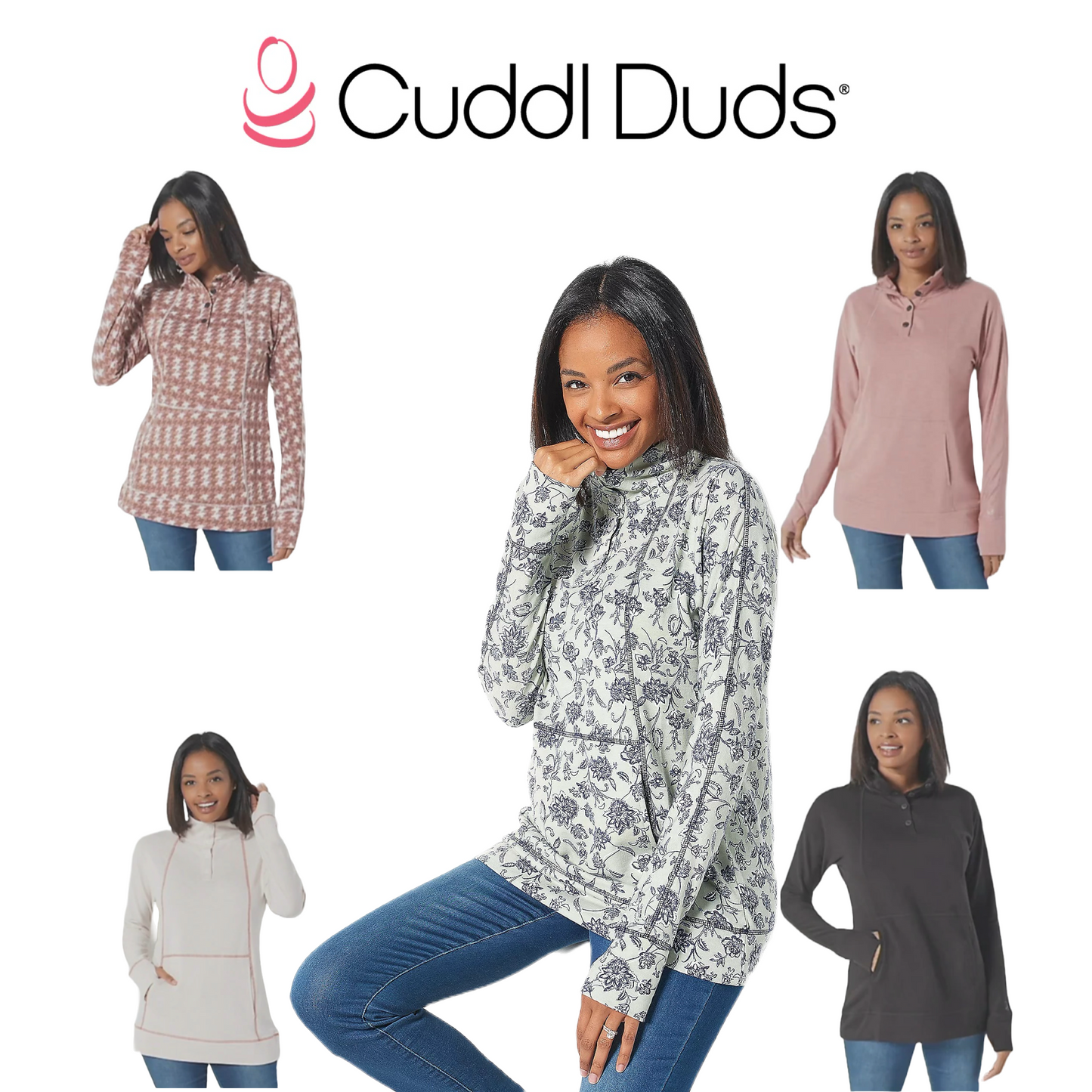 Cuddl Duds Comfortwear Mock Neck Henley Pullover