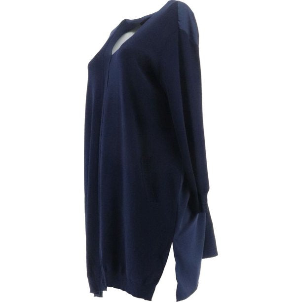 Truth + Style Mixed Media Sweater Knit Duster w/ Satin