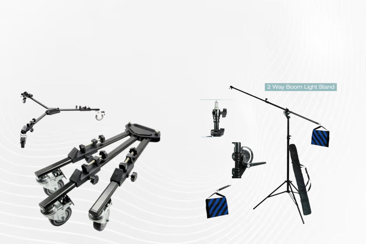Tripod Dolly / Heavy Duty 2-way Use Boom Stand: Sand Bag and Carry Bag