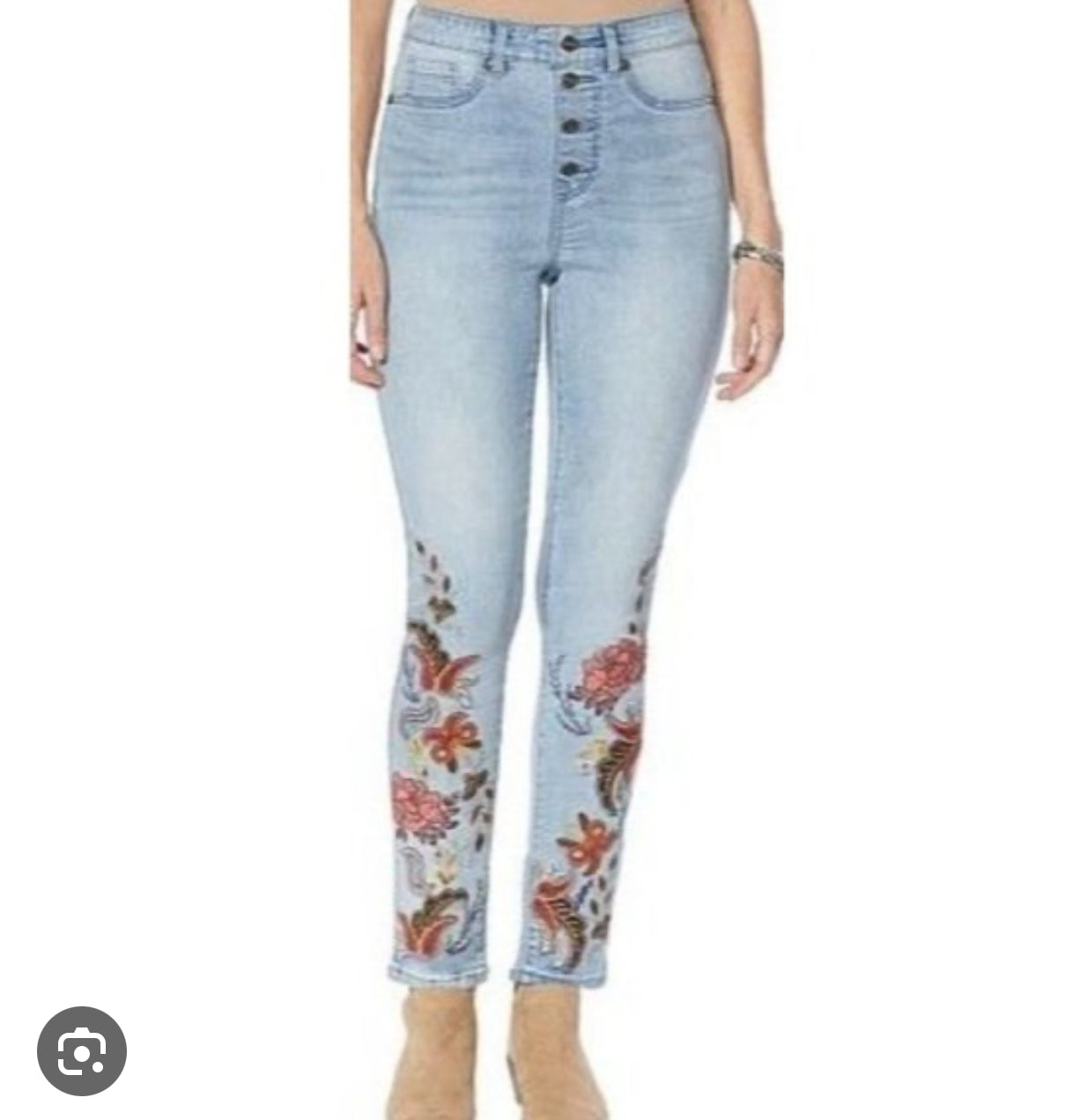DG2 Diane Gilman Pull-On Floral Appliqué Skinny Jean